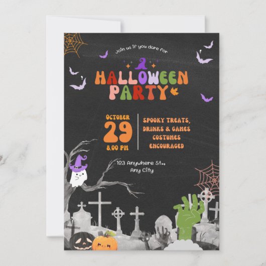 Halloween Birthday Party Invitation Kaart (Voorkant)