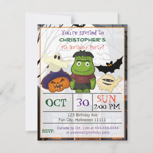 Halloween Birthday Party Invitation Kaart (Voorkant)