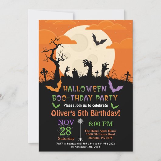 Halloween Birthday Party Invitation Kaart (Voorkant)