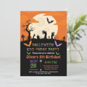 Halloween Birthday Party Invitation Kaart (Staand voorkant)