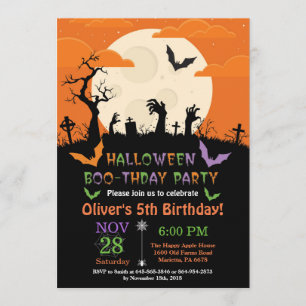 Halloween Birthday Party Invitation Kaart