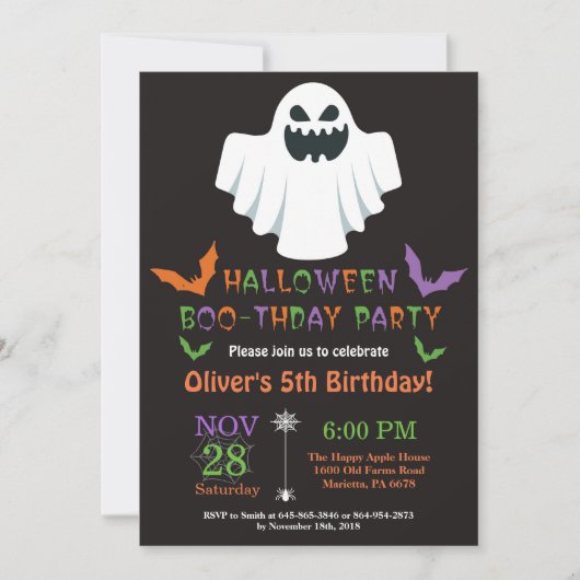 Halloween Birthday Party Invitation Kaart (Voorkant)