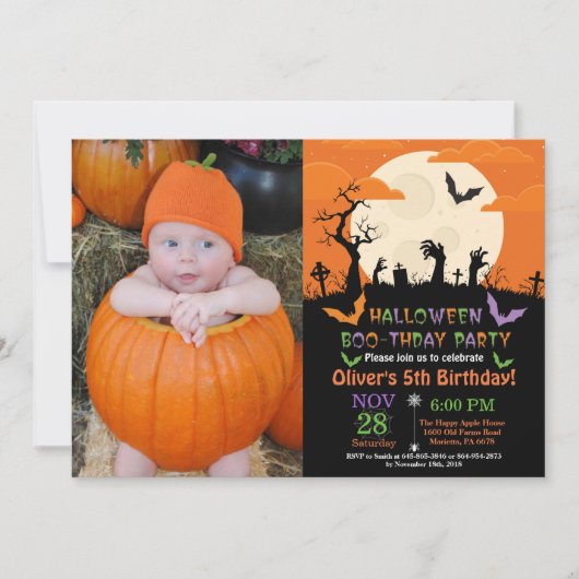 Halloween Birthday Party Invitation Kaart (Voorkant)