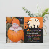 Halloween Birthday Party Invitation Kaart (Staand voorkant)