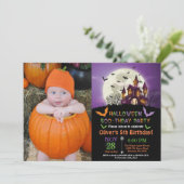 Halloween Birthday Party Invitation Kaart (Staand voorkant)