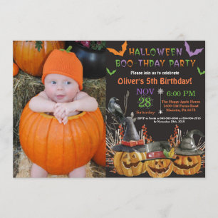 Halloween Birthday Party Invitation Kaart