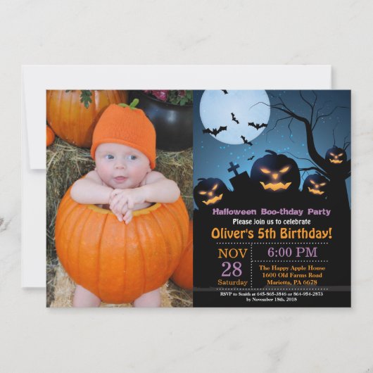 Halloween Birthday Party Invitation Kaart (Voorkant)