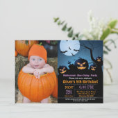 Halloween Birthday Party Invitation Kaart (Staand voorkant)