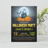 Halloween Birthday Party Invitation Kaart (Staand voorkant)