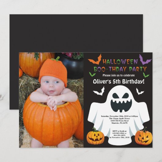 Halloween Birthday Party Invitation Kaart (Voorkant / Achterkant)