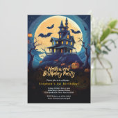 Halloween Birthday Party Invitation Kaart (Staand voorkant)