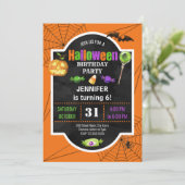 Halloween Birthday Party Invitation Kaart (Staand voorkant)