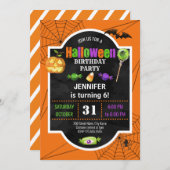 Halloween Birthday Party Invitation Kaart (Voorkant / Achterkant)