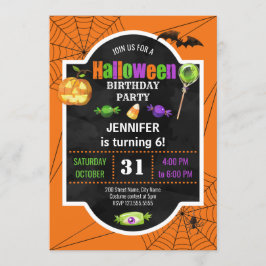 Halloween Birthday Party Invitation Kaart