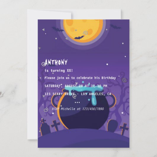Halloween Birthday Party Invitation Kaart (Voorkant)