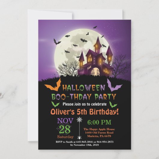 Halloween Birthday Party Invitation Kaart (Voorkant)