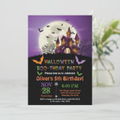Halloween Birthday Party Invitation Kaart (Staand voorkant)