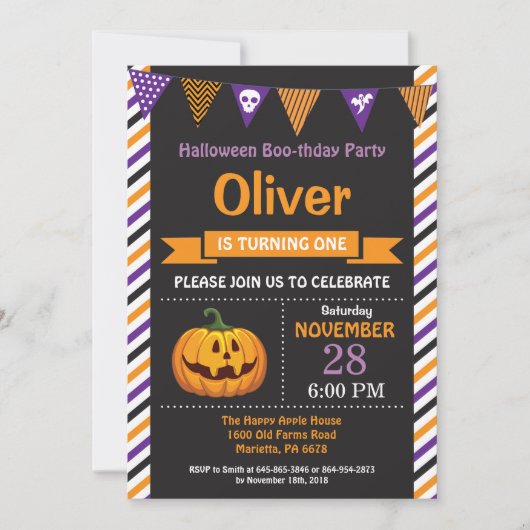 Halloween Birthday Party Invitation Kaart (Voorkant)