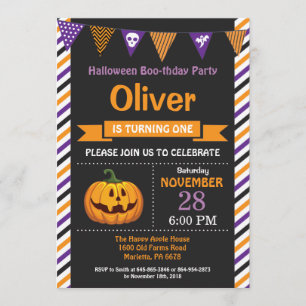 Halloween Birthday Party Invitation Kaart