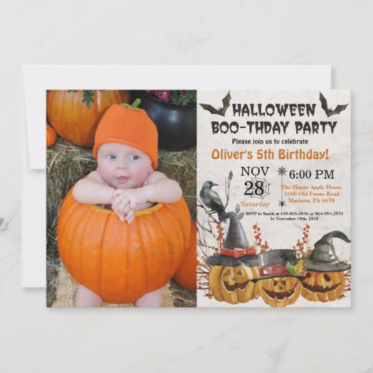 Halloween Birthday Party Invitation Kaart (Voorkant)