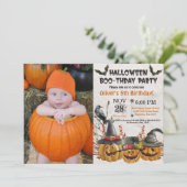 Halloween Birthday Party Invitation Kaart (Staand voorkant)