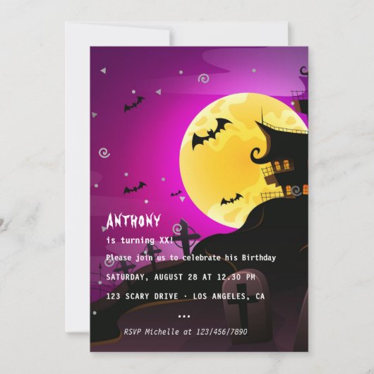 Halloween Birthday Party Invitation Kaart (Voorkant)