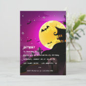 Halloween Birthday Party Invitation Kaart (Staand voorkant)