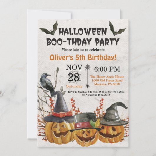 Halloween Birthday Party Invitation Kaart (Voorkant)