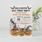 Halloween Birthday Party Invitation Kaart (Staand voorkant)