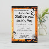 Halloween Birthday Party Invitation Spooky Bats Kaart (Staand voorkant)