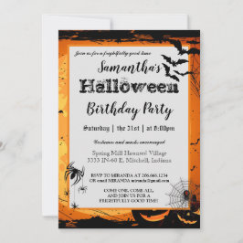 Halloween Birthday Party Invitation Trick-or-Treat Kaart