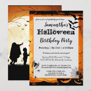 Halloween Birthday Party Invitation Trick-or-Treat Kaart