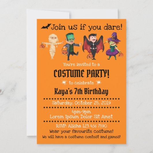 Halloween Birthday Party Invitations Kaart (Voorkant)