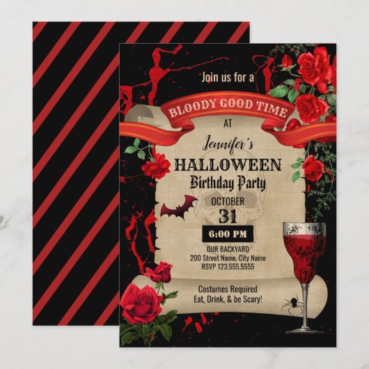 Halloween Birthday Party Kaart (Voorkant / Achterkant)