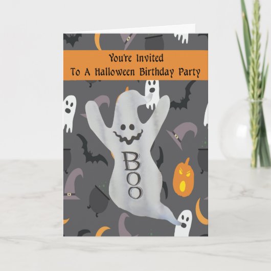 Halloween Birthday Party Kaart for Child-Ghosts (Voorkant)