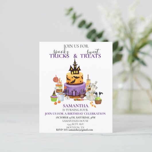 Halloween Birthday Party Kinder Cake behandelt sno (Staand voorkant)