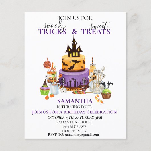 Halloween Birthday Party Kinder Cake behandelt sno (Voorkant)