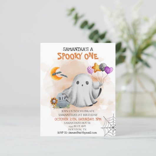 Halloween Birthday Party Kinder Spooky One Ghost (Staand voorkant)
