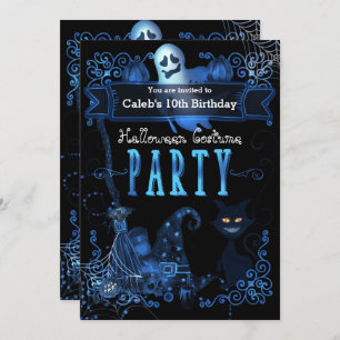 Halloween Birthday Party Magical Blue Glow Lights Kaart