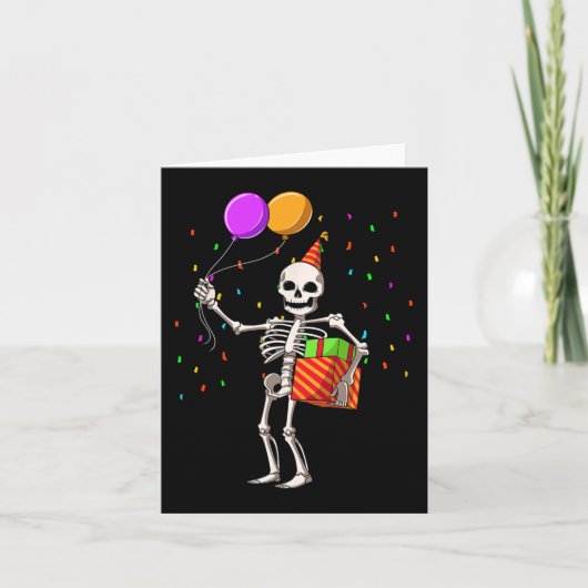 Halloween Birthday Party Outfit Skeleton Birthday Kaart (Voorkant)