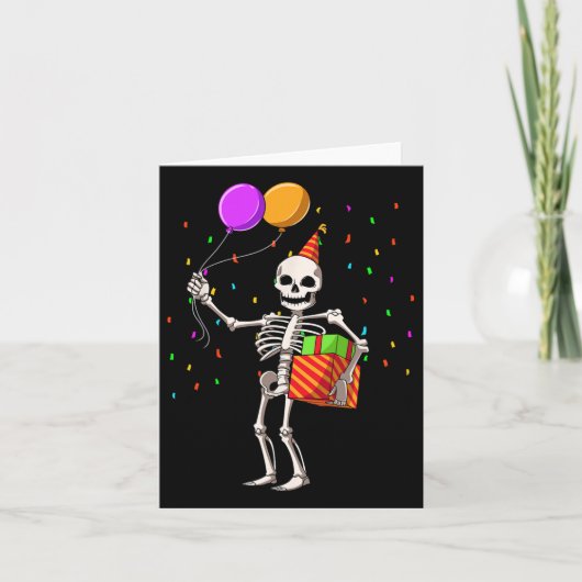 Halloween Birthday Party Outfit Skeleton Birthday Kaart (Voorkant)