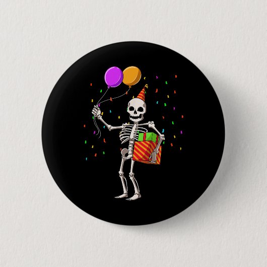 Halloween Birthday Party Outfit Skeleton Birthday Ronde Button 5,7 Cm (Voorkant)