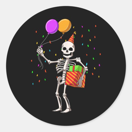 Halloween Birthday Party Outfit Skeleton Birthday Ronde Sticker (Voorkant)
