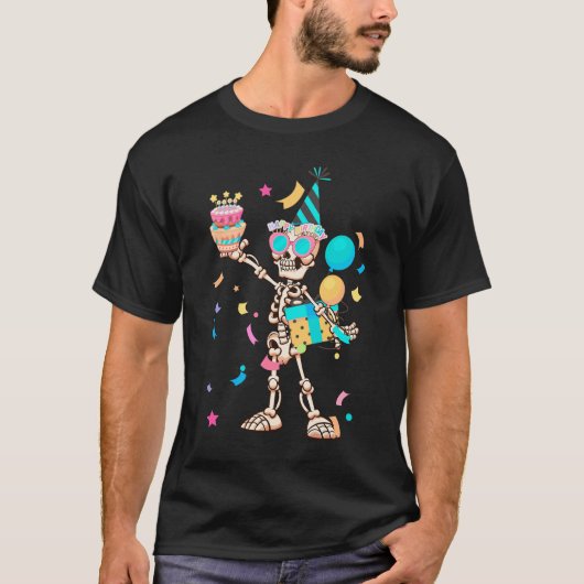 Halloween Birthday Party Outfit Skeleton Birthday T-shirt (Voorkant)