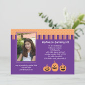 Halloween Birthday Party Photo Invitation Kaart (Staand voorkant)