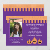 Halloween Birthday Party Photo Invitation Kaart (Voorkant / Achterkant)