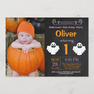Halloween Birthday Party Photo Invitation Kaart
