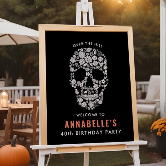 Halloween Birthday Party Skull Welcome Sign Poster