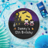 Halloween Birthday Party Vampires Paars Papieren Bordje (Feest)
