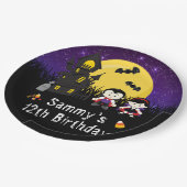 Halloween Birthday Party Vampires Paars Papieren Bordje (Gekanteld)